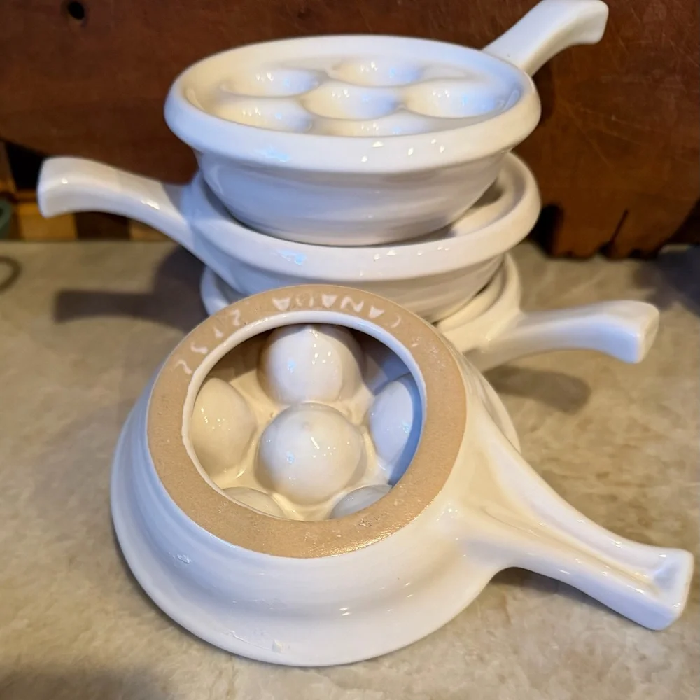 White Ceramic Escargot Dishes set of 4